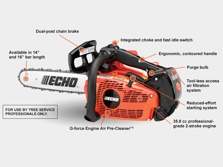 ECHO CS‑355T‑16 – 16 in Top‑Handle Professional Arborist Chainsaw | 35.8 cc